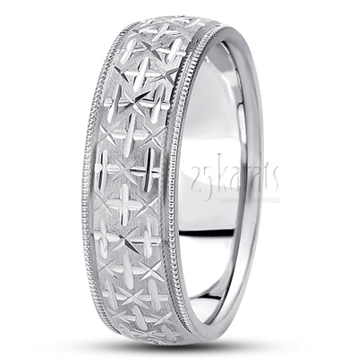 Exquisite Fancy Carved Wedding Band  1 - view 2