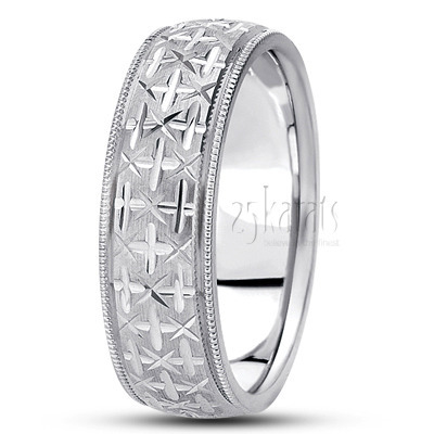 Exquisite Fancy Carved Wedding Band  1 - view 2 thumbnail