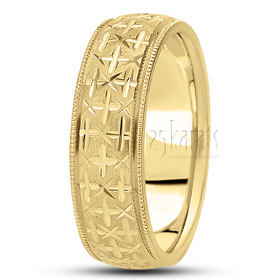 Exquisite Fancy Carved Wedding Band  1 - view 3