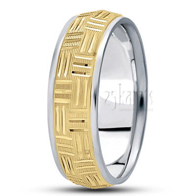 Angled Cut Fancy Design Wedding Ring  - main view