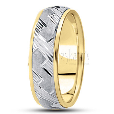 Elegant Diagonal Grooved Fancy Wedding Ring  - main view thumbnail