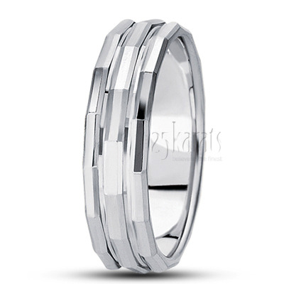Angular Cut Fancy Design Wedding Ring  - view 2