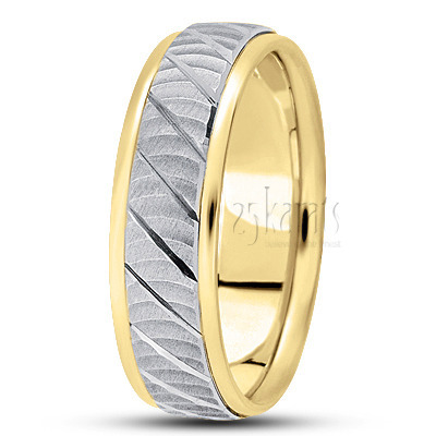 Diagonal Grooved Fancy Designer Wedding Band  - view 4 thumbnail