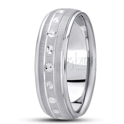 Modern Step Edge Diamond Cut Wedding Band  - view 2