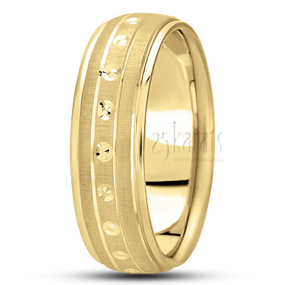 Modern Step Edge Diamond Cut Wedding Band  - view 3