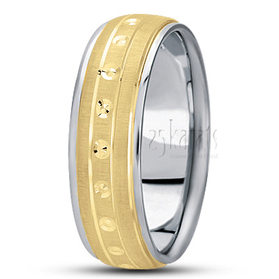 Modern Step Edge Diamond Cut Wedding Band  - main view