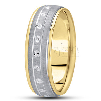 Modern Step Edge Diamond Cut Wedding Band  - view 4
