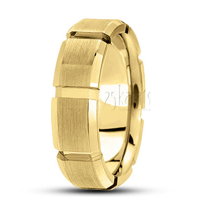 Rectangular Cut Satin Basic Design Wedding Ring 