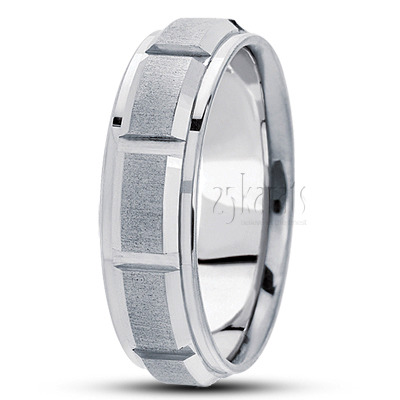 Contemporary Carved Design Wedding Ring  - main view