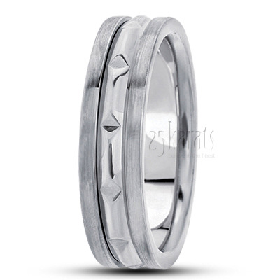 Stylish Basic Carved Wedding Band  - view 2