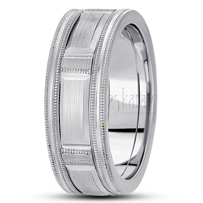 Contemporary Diamond Carved Wedding Band  - view 2