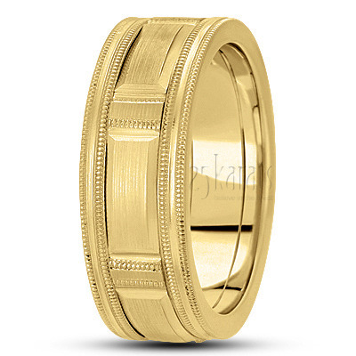 Contemporary Diamond Carved Wedding Band  - view 3 thumbnail