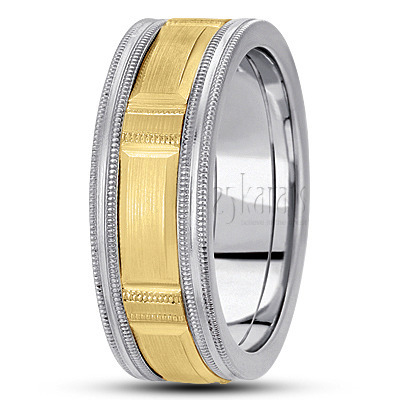 Contemporary Diamond Carved Wedding Band  - main view thumbnail