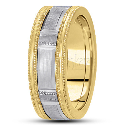 Contemporary Diamond Carved Wedding Band  - view 4