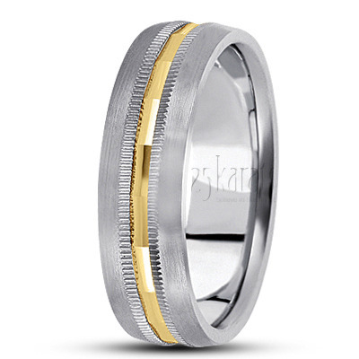 Modern Beaded Carved Design Wedding Band  - main view thumbnail