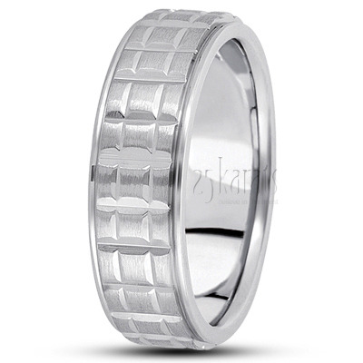 Attractive Square Cut Carved Design Wedding Ring  - view 2