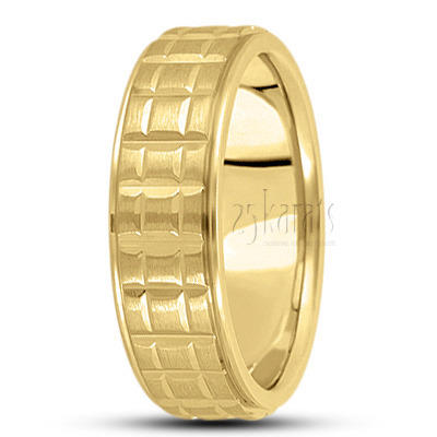 Attractive Square Cut Carved Design Wedding Ring  - view 3 thumbnail