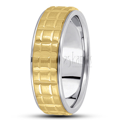 Attractive Square Cut Carved Design Wedding Ring  - view 4