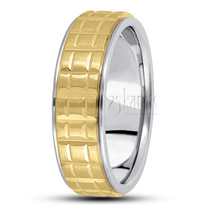 Attractive Square Cut Carved Design Wedding Ring  - view 4 thumbnail