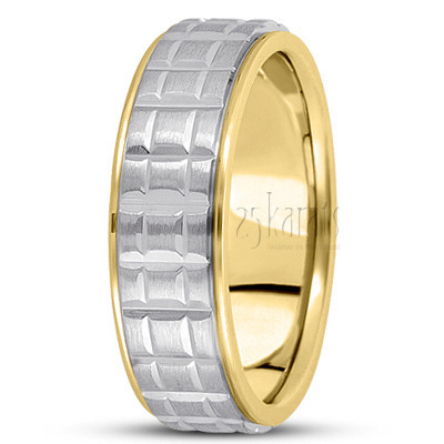 Attractive Square Cut Carved Design Wedding Ring  - main view thumbnail