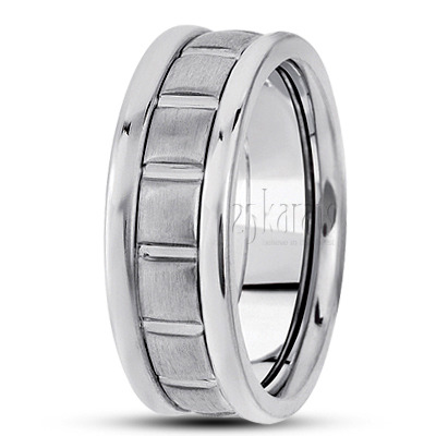 Classic Diamond Carved Wedding Band  - view 2