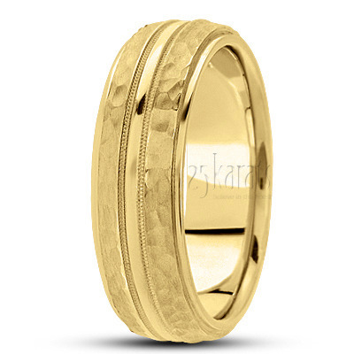 Exquisite Hammer Finish Basic Wedding Band  - view 3 thumbnail