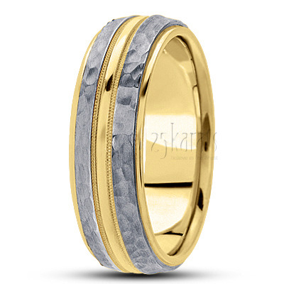 Exquisite Hammer Finish Basic Wedding Band  - view 4