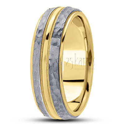 Exquisite Hammer Finish Basic Wedding Band  - view 4 thumbnail