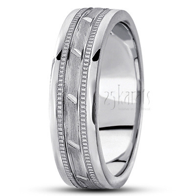 Beaded Design Basic Carved Wedding Ring  - view 2 thumbnail