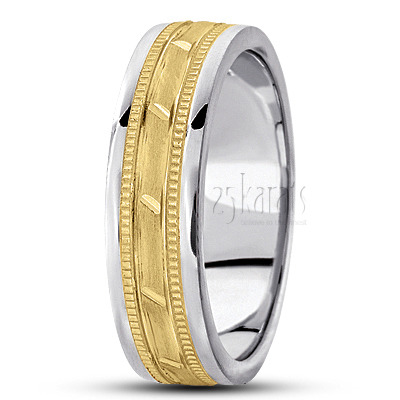 Beaded Design Basic Carved Wedding Ring  - main view