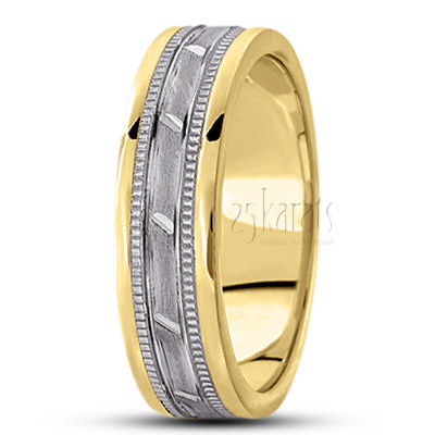 Beaded Design Basic Carved Wedding Ring  - view 4 thumbnail