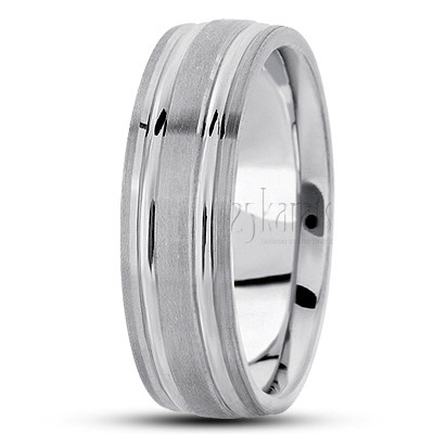 Simple Diamond Carved Wedding Ring  - view 2 thumbnail