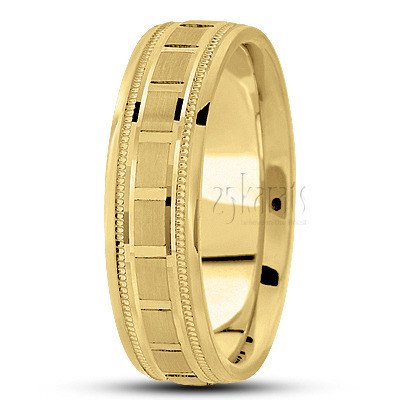 Attractive Satin Carved Design Wedding Ring  - view 2 thumbnail