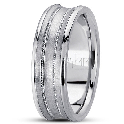 Concave Milgrain Basic Designer Wedding Band  - view 2