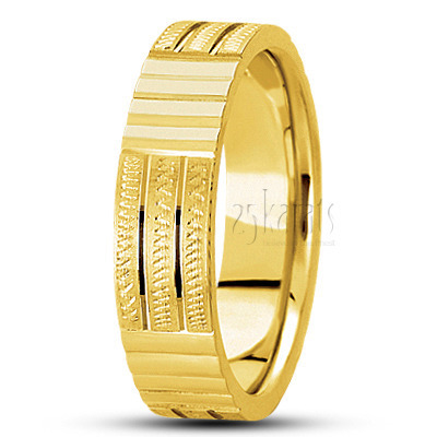 Modern Incised Diamond Cut Wedding Band  - view 2 thumbnail