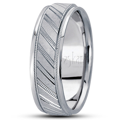 Fine Diamond Cut Wedding Band  - view 2