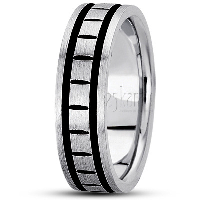 Black Eye-cut Basic Design Wedding Band  - view 2