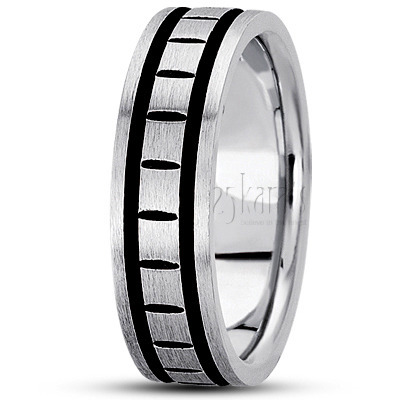Black Eye-cut Basic Design Wedding Band  - view 2 thumbnail