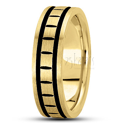 Black Eye-cut Basic Design Wedding Band  - view 3