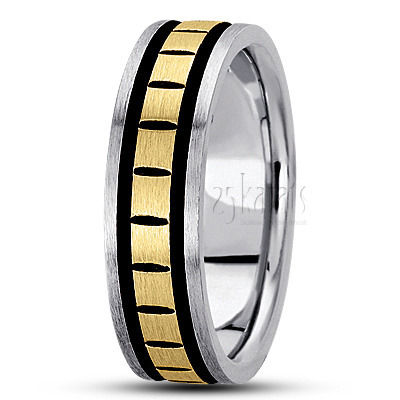 Black Eye-cut Basic Design Wedding Band  - main view thumbnail