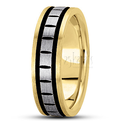 Black Eye-cut Basic Design Wedding Band  - view 4