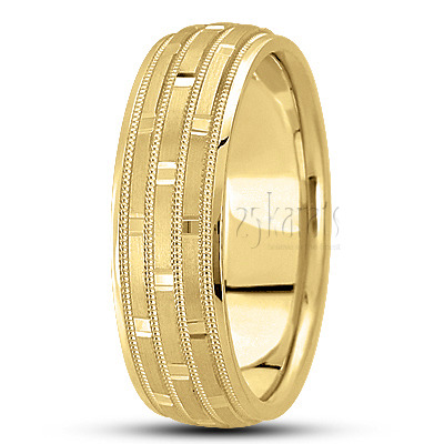 Elegant Satin Finish Basic Carved Wedding Band  - view 3