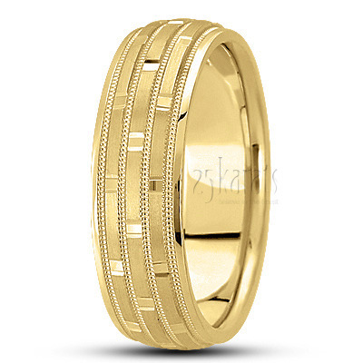 Elegant Satin Finish Basic Carved Wedding Band  - view 3 thumbnail