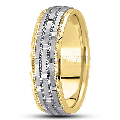 Elegant Satin Finish Basic Carved Wedding Band  - view 4 thumbnail
