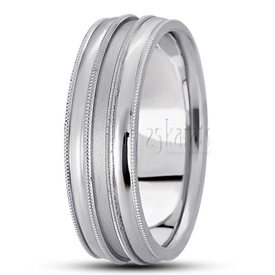 Exquisite Milgrain Edge Carved Wedding Ring  - view 2