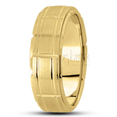 Fancy Grooved Diamond Cut Wedding Ring  - view 3