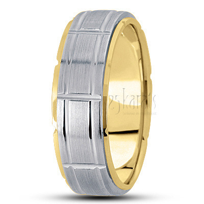 Fancy Grooved Diamond Cut Wedding Ring  - view 4 thumbnail
