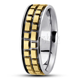Rectangular Cut Carved Design Wedding Band  thumbnail 3