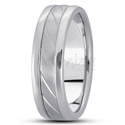 Chic Diagonal Cut Basic Wedding Band  - view 2
