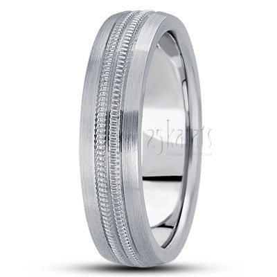 Satin Finish Carved Design Wedding Ring  - view 2 thumbnail